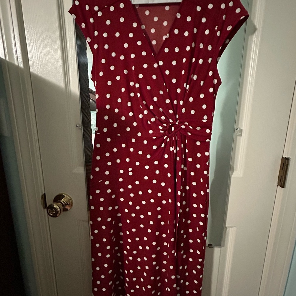 Robbie Bee Red Midi Sundress V-Neck Cap Sleeve